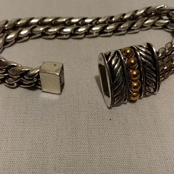 Avon Vintage Magnetic Silver & Gold Tone Bracelet and Earrings Set - Picture 3 of 6